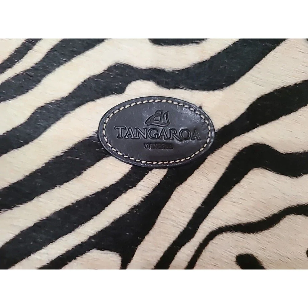 TANGAROA Terrida Zebra Pattern Leather Large Tote Travel Briefcase Bag